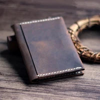 Luxury Handmade Genuine Leather Card Wallet Men Credit Card holder Women ID Sleeve Name Card Holder Cowhide Business Card Case