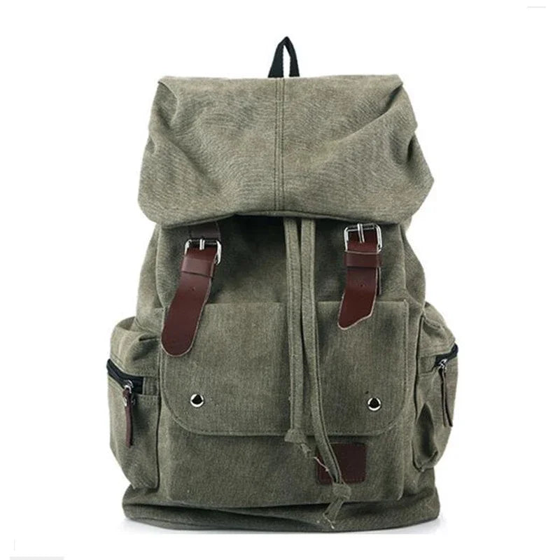 2025 Men Casual Canvas Large Capacity Practical Backpack Casual Travel  Bagpack Teenagers School Bags Black Brown Green WL22