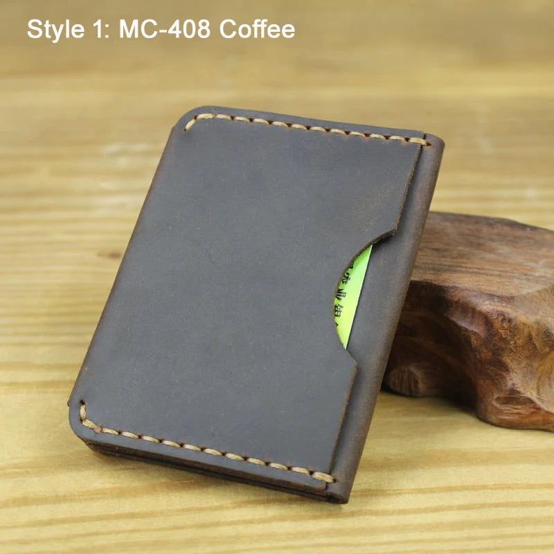 Luxury Handmade Genuine Leather Card Wallet Men Credit Card holder Women ID Sleeve Name Card Holder Cowhide Business Card Case
