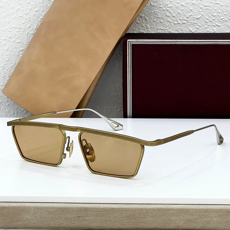 JMM BOGART Square Alloy Gradient Ssunglasses Uv400 Men and Women Fashion Japan Handmade Vintage Eyeglasses with Case