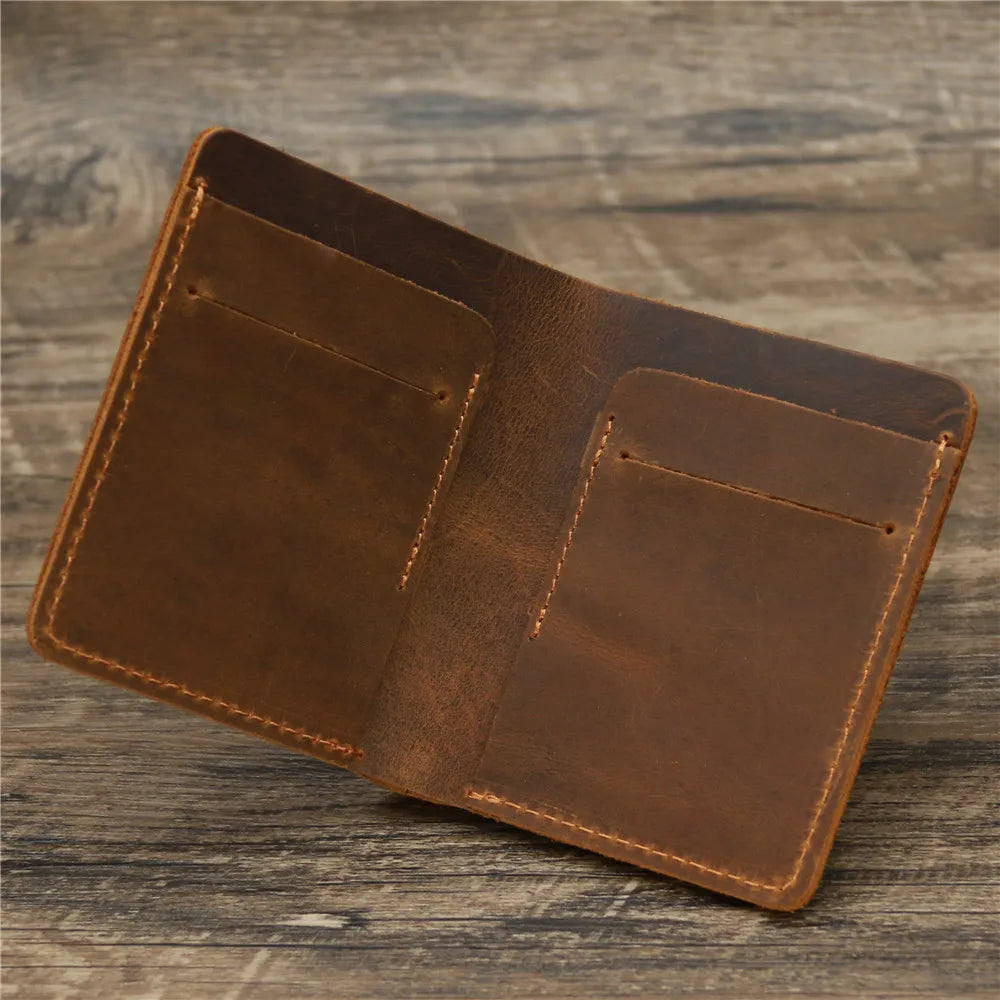 Men's Crazy Horse Leather Wallet, Genuine Leather Wallet, Card Bag, Simple Retro European and American Style, Mens Purse
