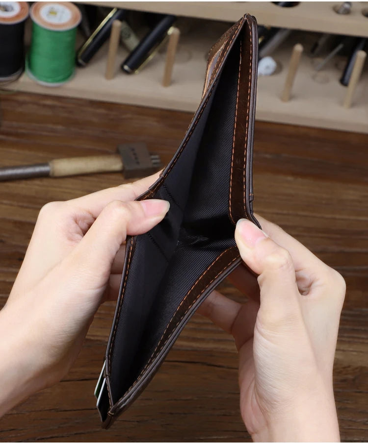 Genuine leather Men's Wallet Small Money Purses Mini Wallets Short Ultra-thin Wallet Bank Card Package Small Purse Wallet