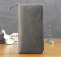 High Class Handmade Crazy Horse Genuine Leather Men's Wallet Purse Male Money Bag Short Multi-Card Wallet Money Clips MC-309