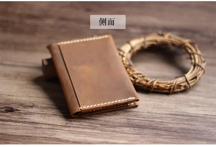 Luxury Handmade Genuine Leather Card Wallet Men Credit Card holder Women ID Sleeve Name Card Holder Cowhide Business Card Case