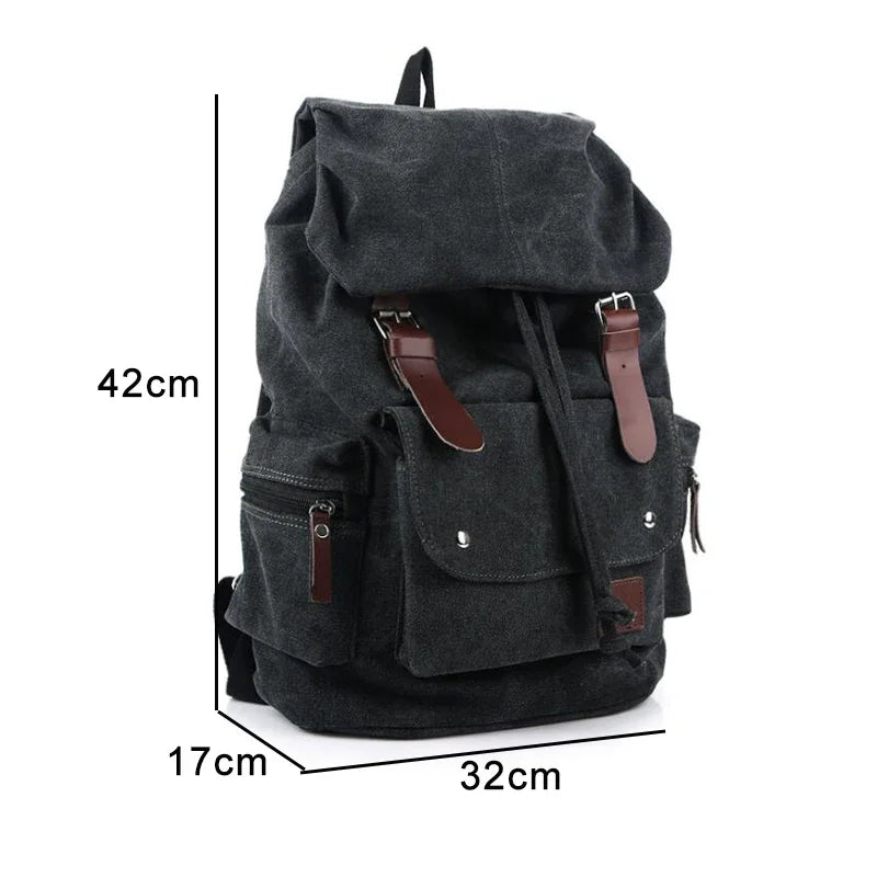 2025 Men Casual Canvas Large Capacity Practical Backpack Casual Travel  Bagpack Teenagers School Bags Black Brown Green WL22