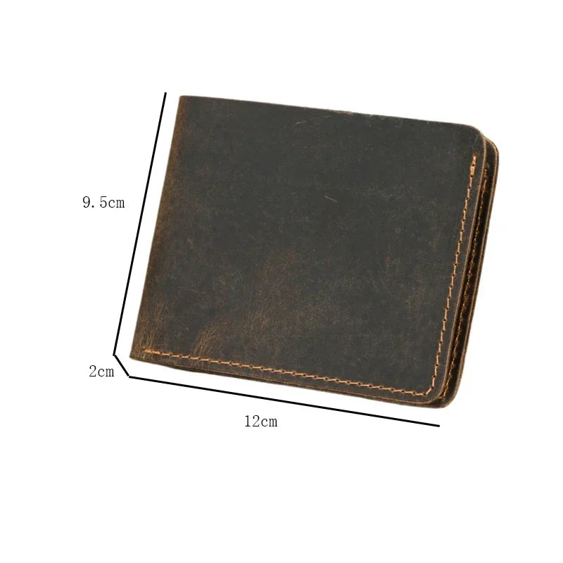 Men's Crazy Horse Leather Wallet, Genuine Leather Wallet, Card Bag, Simple Retro European and American Style, Mens Purse