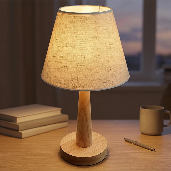 Elowen Nordic Solid Wood & Linen Table Lamp