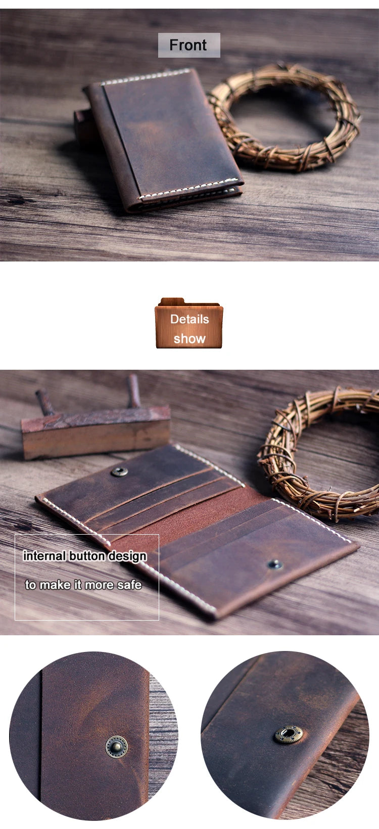 Luxury Handmade Genuine Leather Card Wallet Men Credit Card holder Women ID Sleeve Name Card Holder Cowhide Business Card Case