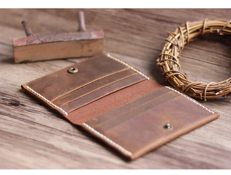 Luxury Handmade Genuine Leather Card Wallet Men Credit Card holder Women ID Sleeve Name Card Holder Cowhide Business Card Case