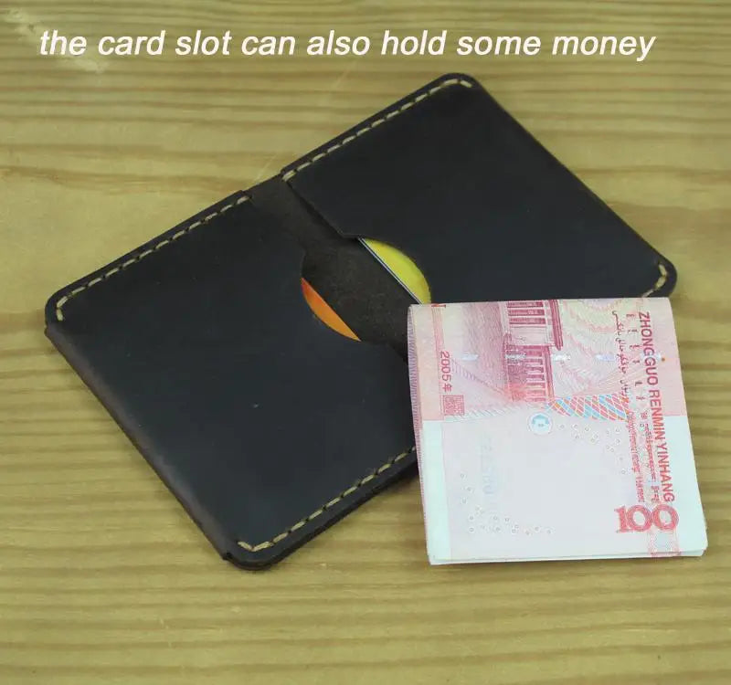 Luxury Handmade Genuine Leather Card Wallet Men Credit Card holder Women ID Sleeve Name Card Holder Cowhide Business Card Case