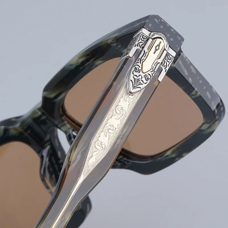 JMM BELVEDERE High Quality Rectangle Acetate Sunglasses Uv400 Men Designer Brand Handmade Vintage Eyeglasses with Case