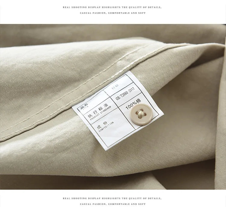 2025 Autumn New Simple Cargo 100% Cotton Long Sleeve Shirt for Men Clothing Solid Color Turn-down Collar Versatile CM7698