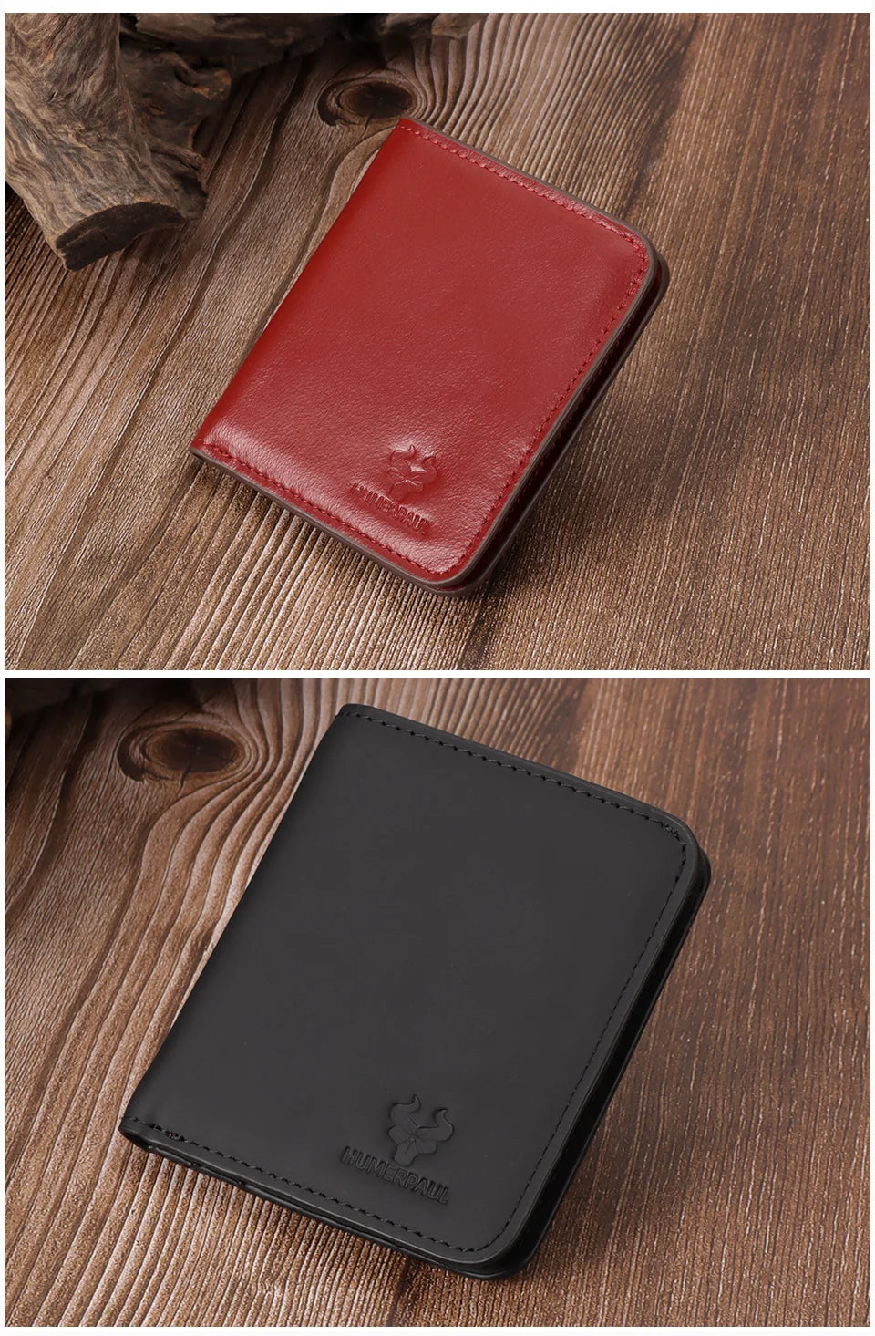100% Genuine Leather Men's Wallet RFID Blocking Bifold Wallets with RFID Card Slots Thin Male Zipper Coin Purse Money Clip