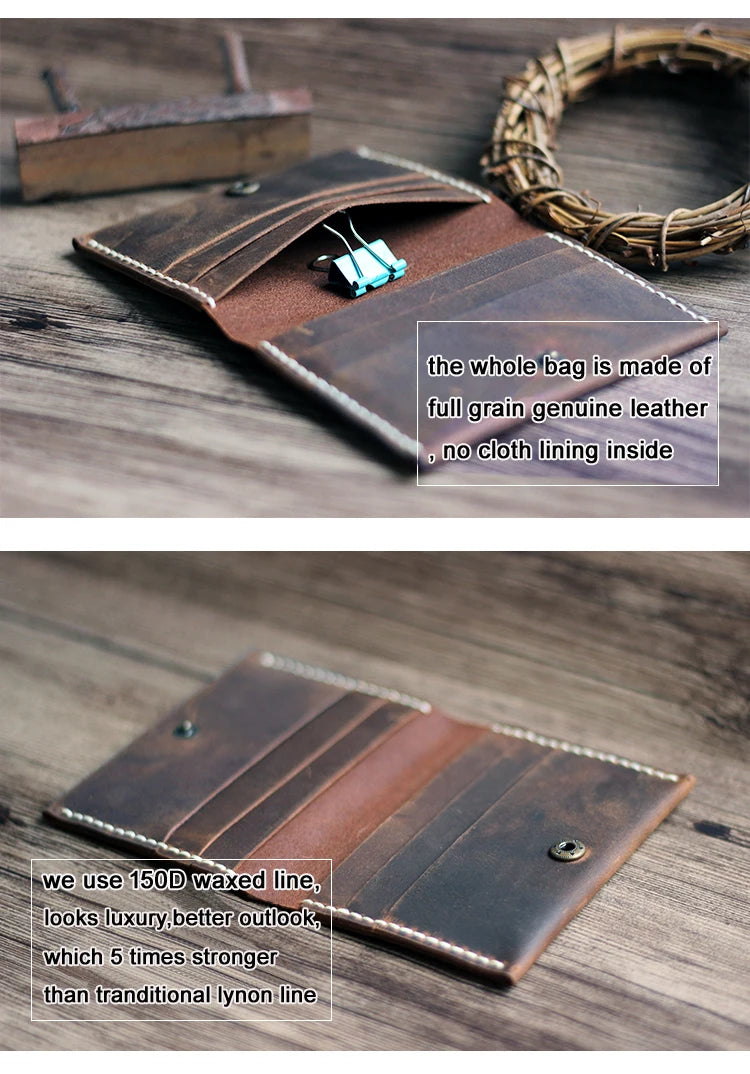 Luxury Handmade Genuine Leather Card Wallet Men Credit Card holder Women ID Sleeve Name Card Holder Cowhide Business Card Case