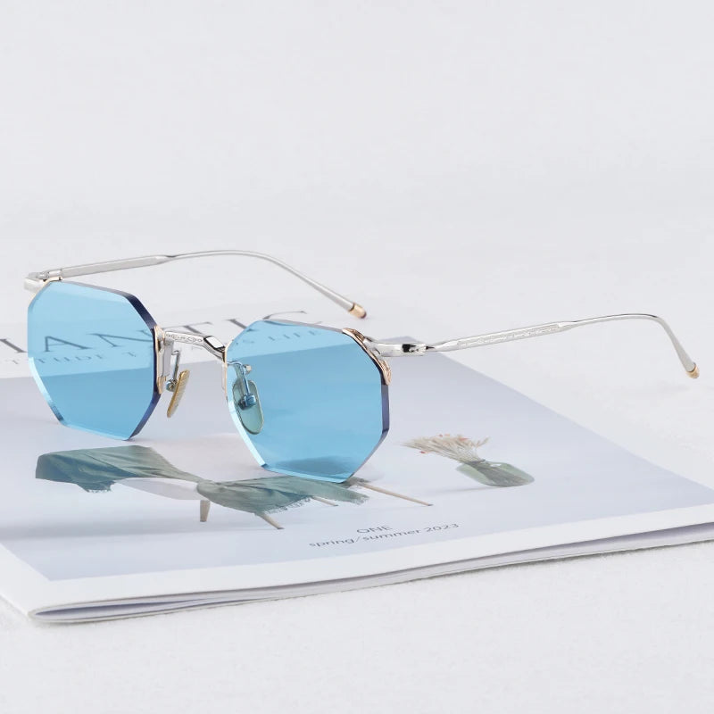 JMM ELDORADO Rimless Square High Quality Alloy Polygon Sunglasses Uv400 Men and Women Personalization Eyeglasses with Case