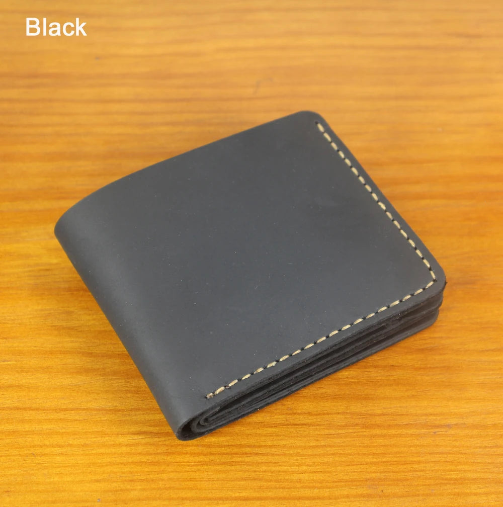 High Class Handmade Crazy Horse Genuine Leather Men's Wallet Purse Male Money Bag Short Multi-Card Wallet Money Clips MC-309
