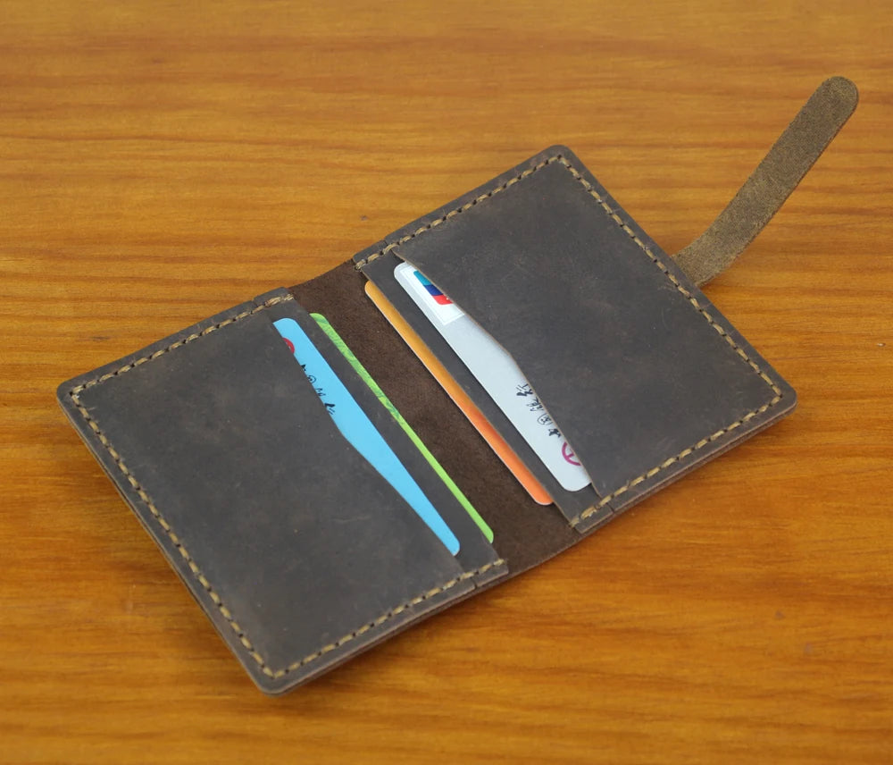 Luxury Handmade Genuine Leather Card Wallet Men Credit Card holder Women ID Sleeve Name Card Holder Cowhide Business Card Case