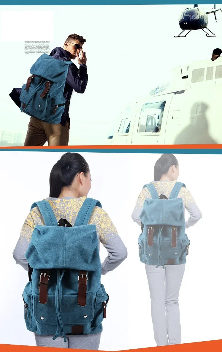 2025 Men Casual Canvas Large Capacity Practical Backpack Casual Travel  Bagpack Teenagers School Bags Black Brown Green WL22