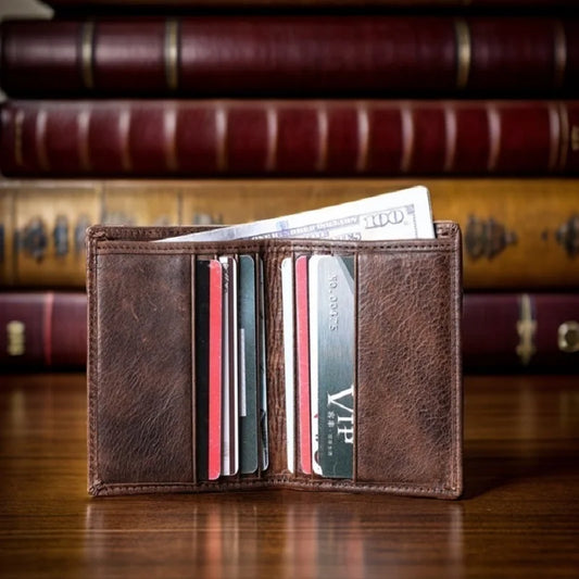 Mens Wallet Slim Genuine Leather Rfid Bifold Wallets for Man Vintage Front Pocket Multi Card Holder Bag Money Clip ID Card Purse