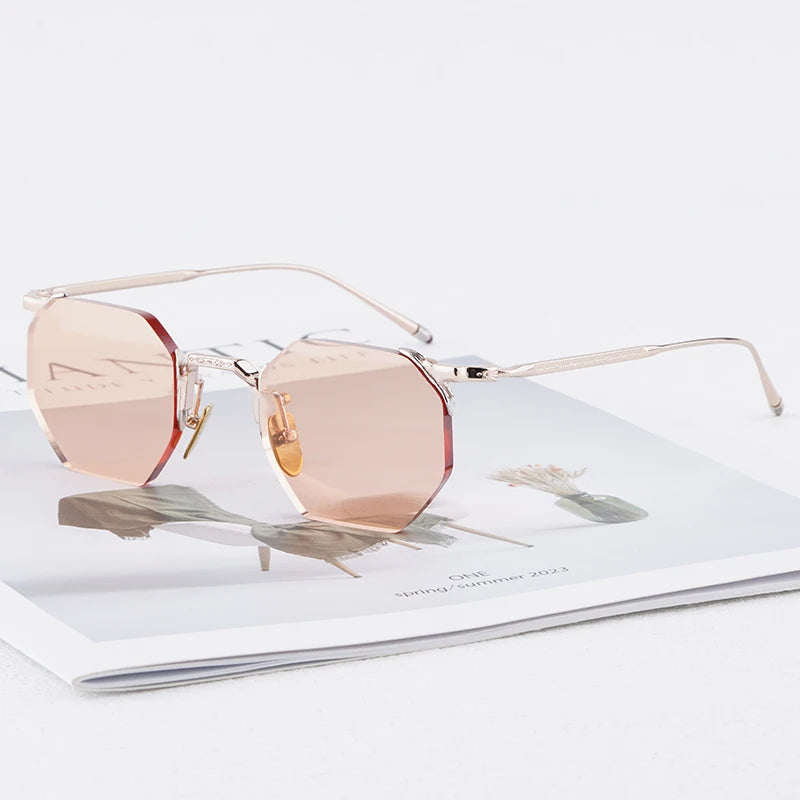 JMM ELDORADO Rimless Square High Quality Alloy Polygon Sunglasses Uv400 Men and Women Personalization Eyeglasses with Case