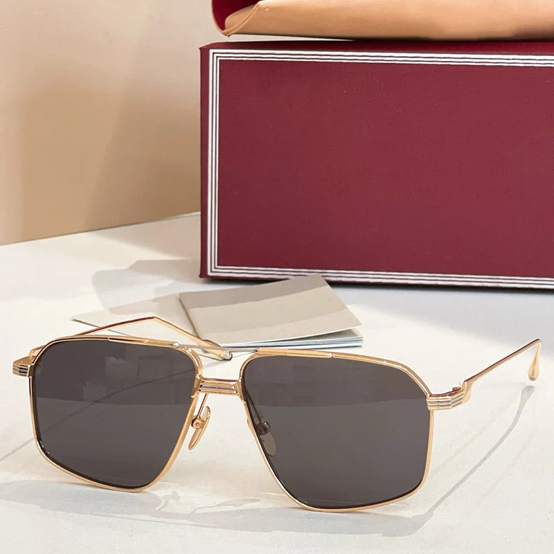 JMM JQ16G rectangle alloy double bridge gradient sunglasses uv400 men and women luxury fashion handmade eyeglasses with case