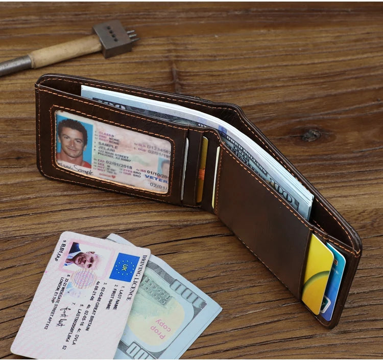 Genuine leather Men's Wallet Small Money Purses Mini Wallets Short Ultra-thin Wallet Bank Card Package Small Purse Wallet