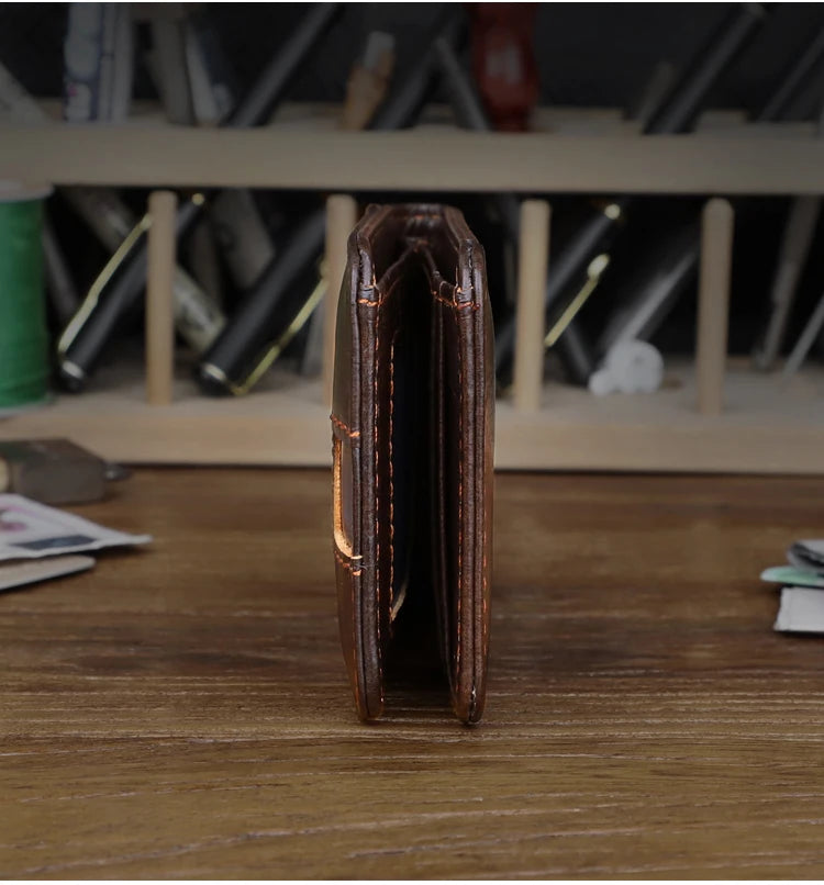 Genuine leather Men's Wallet Small Money Purses Mini Wallets Short Ultra-thin Wallet Bank Card Package Small Purse Wallet