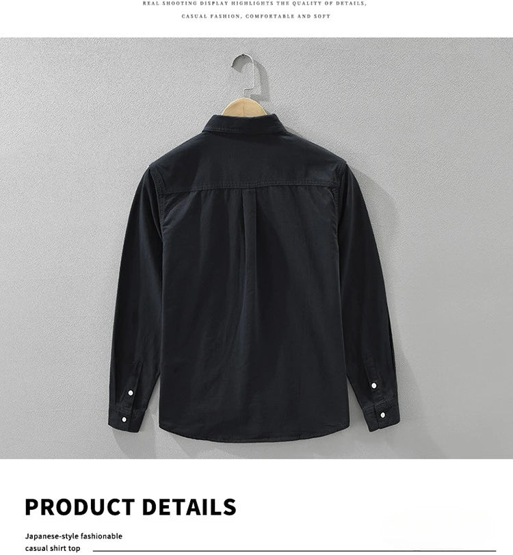 2025 Autumn New Casual Cargo Soft Cotton Long Sleeve Shirt for Men Clothing Versatile Streetwear CM7686