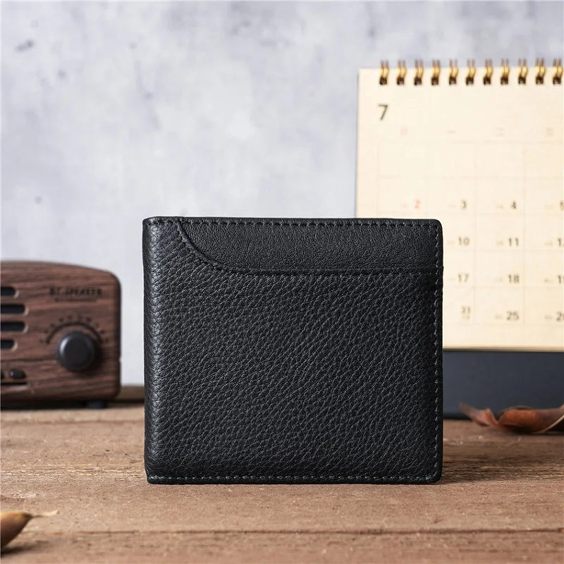 Mens Wallet Slim Genuine Leather Rfid Bifold Wallets for Man Vintage Front Pocket Multi Card Holder Bag Money Clip ID Card Purse