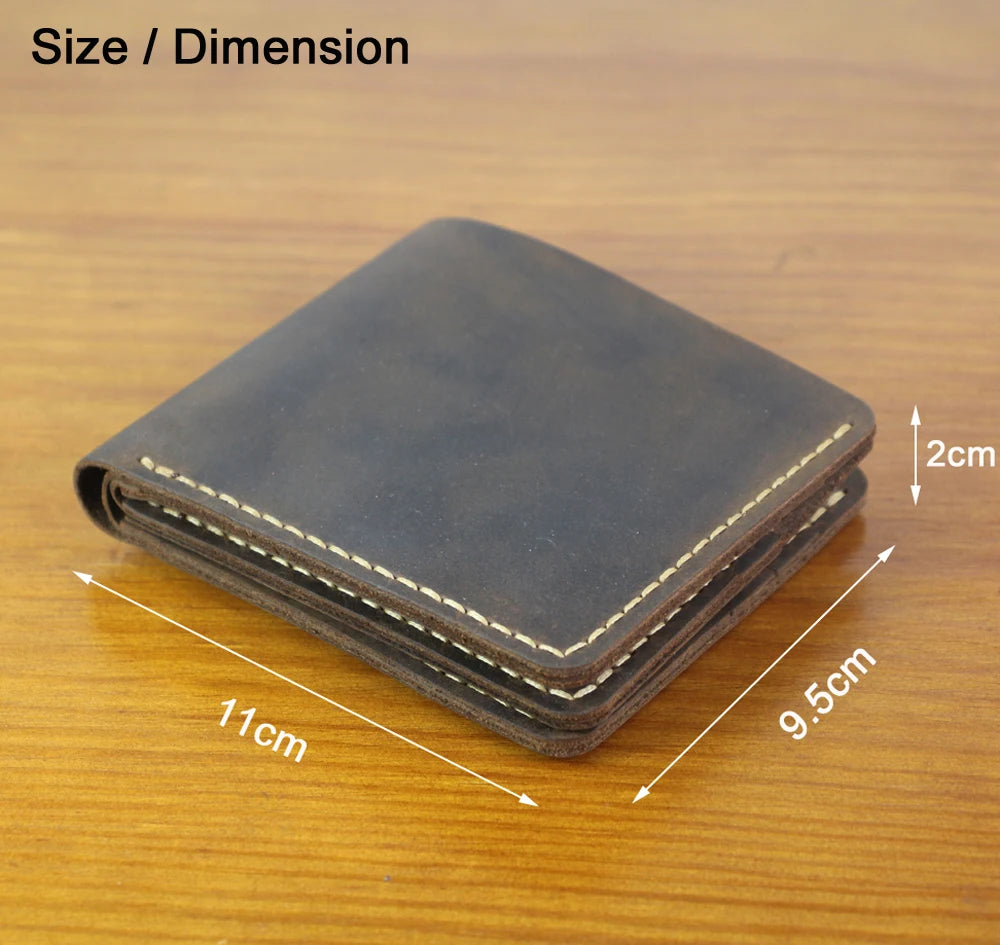 High Class Handmade Crazy Horse Genuine Leather Men's Wallet Purse Male Money Bag Short Multi-Card Wallet Money Clips MC-309