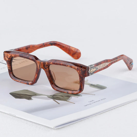 JMM BELVEDERE High Quality Rectangle Acetate Sunglasses Uv400 Men Designer Brand Handmade Vintage Eyeglasses with Case