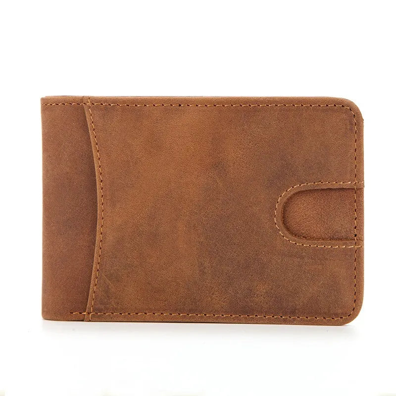 RFID Casual Small Wallet for Men Cow Leather Male Slim Wallets Short Mini Wallet with Card Holder Pocket Purses