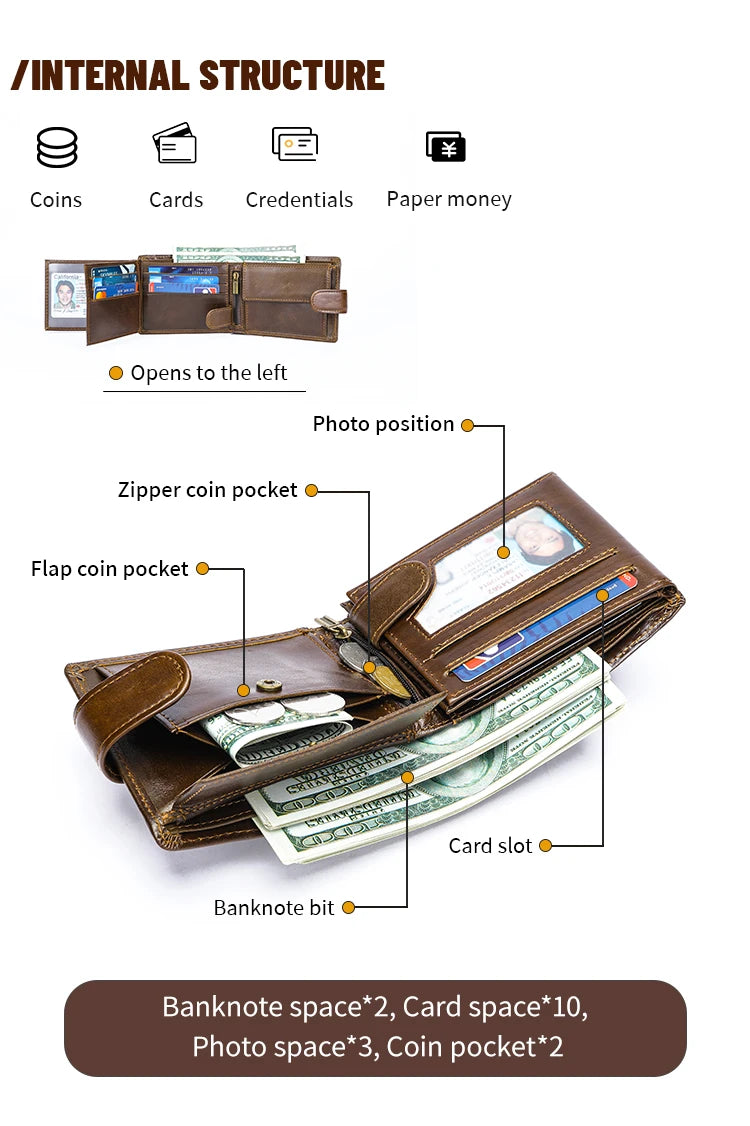 WESTAL RFID Designer Wallet Men Genuine Leather RFID Wallet Front Coin Pocket Purse Money Bag Leather Card Holder Wallet for Men