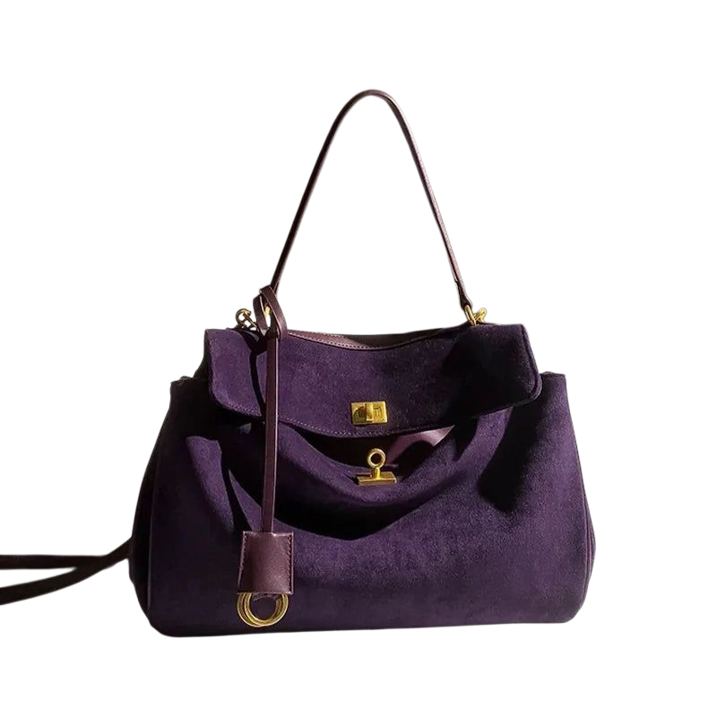 Luxury Brand Women Messenger Bags Soft Leather Brown Suede Hand Held Totes Gold Buckle Women Shoulder Bags Lady Trend Satchel