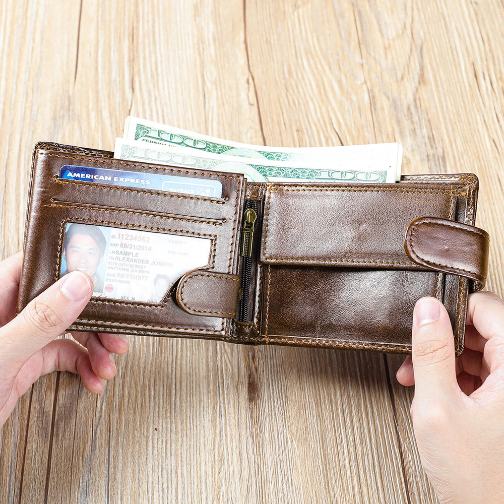 WESTAL RFID Designer Wallet Men Genuine Leather RFID Wallet Front Coin Pocket Purse Money Bag Leather Card Holder Wallet for Men