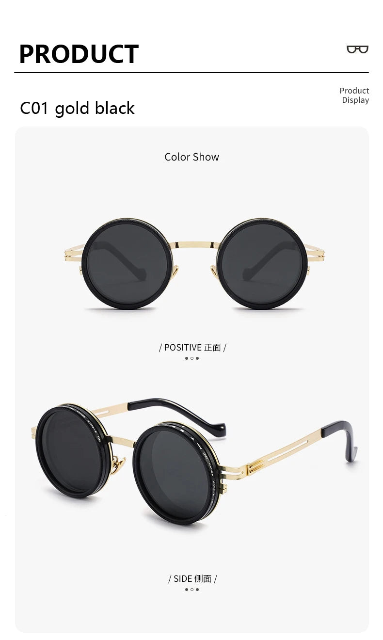 Polarized Round Sunglasses ND9 Adjustable Dimming Sun Glasses Men Women Retro Punk Men's Fishing Eyeglasses Outdoor Shades UV400