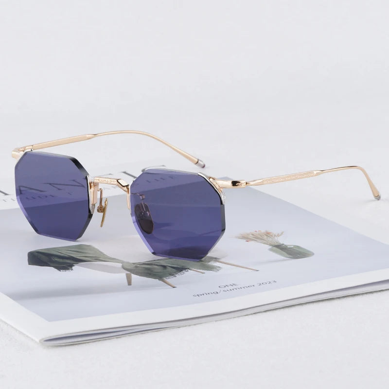 JMM ELDORADO Rimless Square High Quality Alloy Polygon Sunglasses Uv400 Men and Women Personalization Eyeglasses with Case