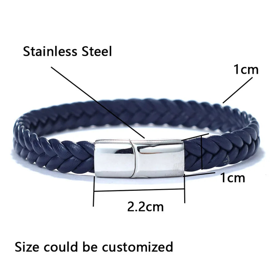 Unique Men Leather Bracelet Stainless Steel Detachable Buckle Hiphop Wrap Braclet Bangle Gifts For Him Leisure Pulseira Joias