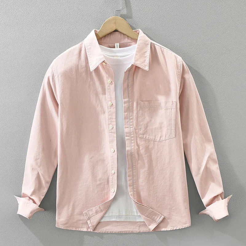 2025 Autumn New Casual Cargo Soft Cotton Long Sleeve Shirt for Men Clothing Versatile Streetwear CM7686