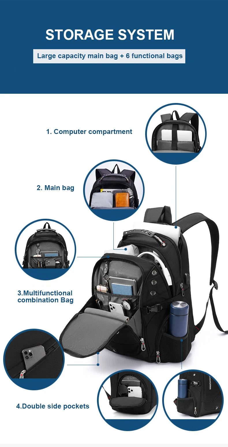 2025 Waterproof 17/20 Inch Laptop Backpack Men Airplane Travel Backpack Women Oxford Rucksack Male School Bag modern Mochila