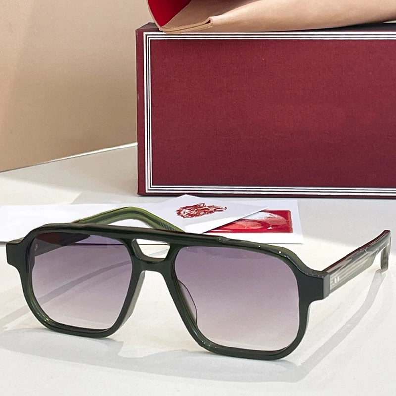 JMM EVANS Rectangle Double Bridge Acetate Gradient Sunglasses Uv400 Men and Women Polychromatic Handmade Classical Eyewear