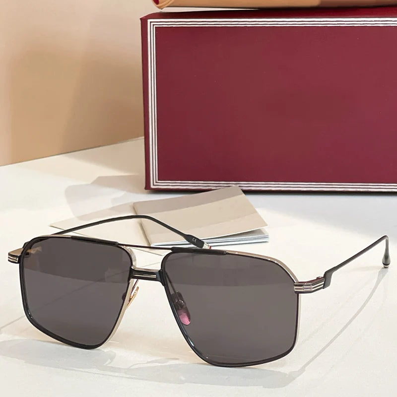 JMM JQ16G rectangle alloy double bridge gradient sunglasses uv400 men and women luxury fashion handmade eyeglasses with case