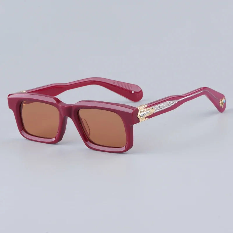 JMM BELVEDERE High Quality Rectangle Acetate Sunglasses Uv400 Men Designer Brand Handmade Vintage Eyeglasses with Case