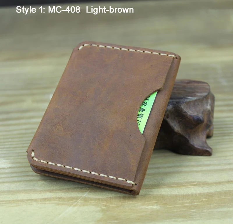 Luxury Handmade Genuine Leather Card Wallet Men Credit Card holder Women ID Sleeve Name Card Holder Cowhide Business Card Case