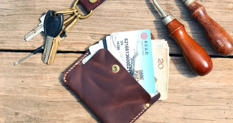 Luxury Handmade Genuine Leather Card Wallet Men Credit Card holder Women ID Sleeve Name Card Holder Cowhide Business Card Case