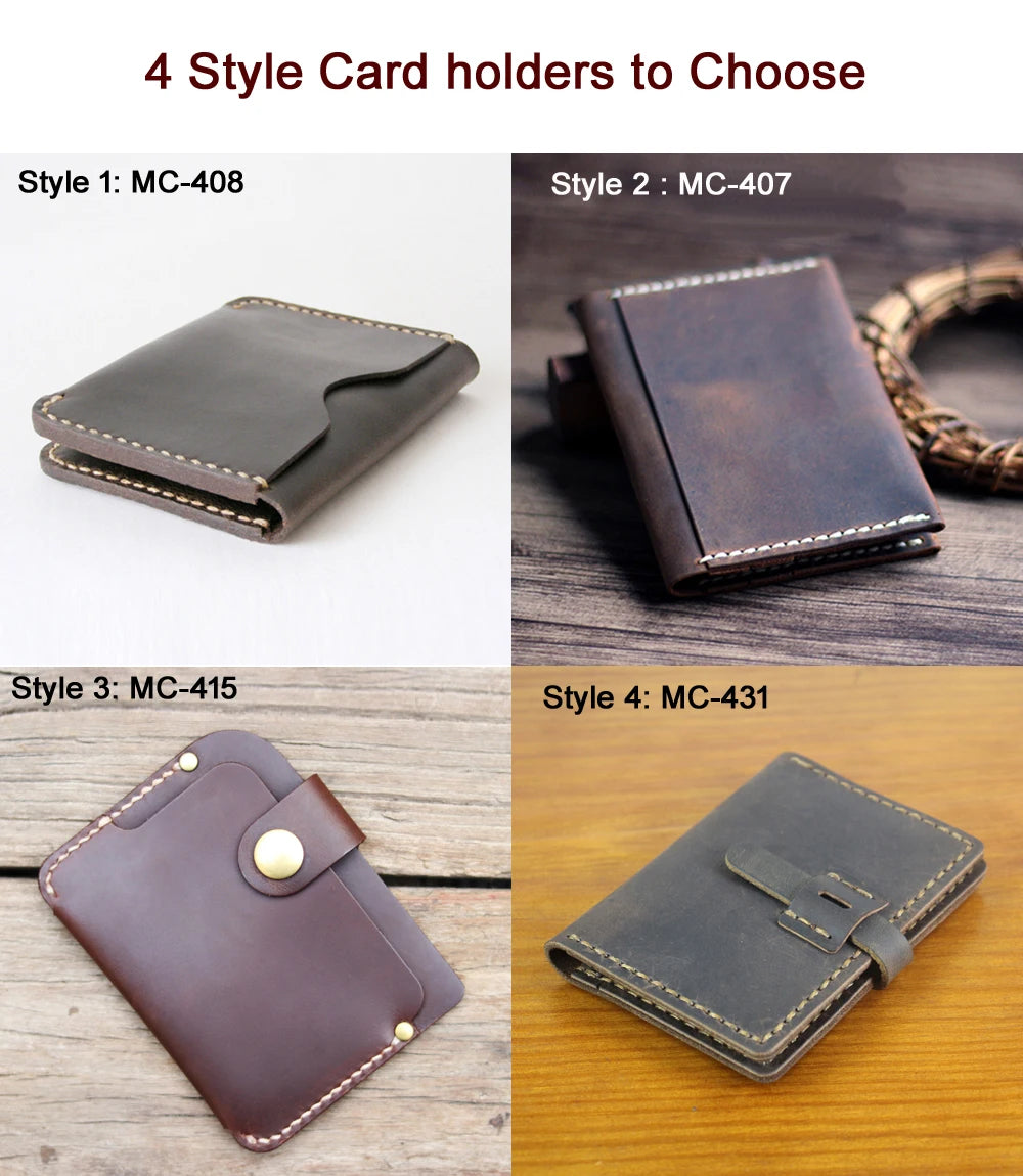 Luxury Handmade Genuine Leather Card Wallet Men Credit Card holder Women ID Sleeve Name Card Holder Cowhide Business Card Case