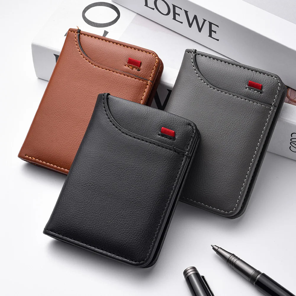 1pc Men's Minimalism PU Leather Credit Card Wallet, Men's Fashion Soft Thin ID Card Holder, Slim Small Cards Cases Holder