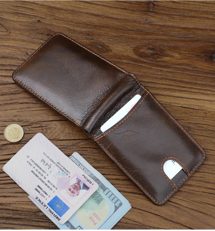 Genuine leather Men's Wallet Small Money Purses Mini Wallets Short Ultra-thin Wallet Bank Card Package Small Purse Wallet