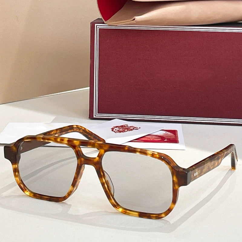 JMM EVANS Rectangle Double Bridge Acetate Gradient Sunglasses Uv400 Men and Women Polychromatic Handmade Classical Eyewear