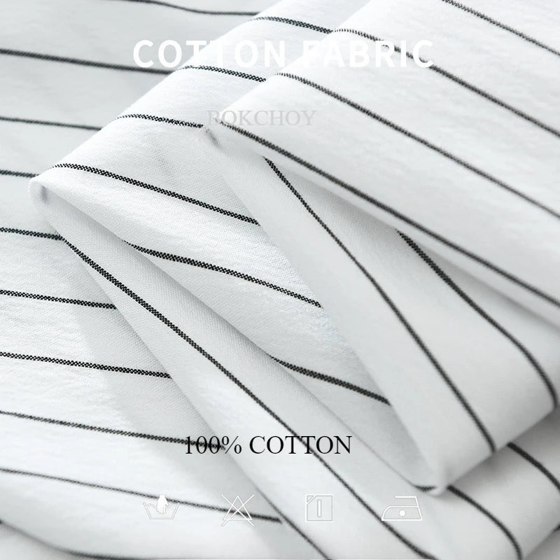 2025 Autumn New Fresh Striped 100% Cotton Long Sleeve Shirt for Men Clothing Comfort Turn-down Collar Tops CM7629